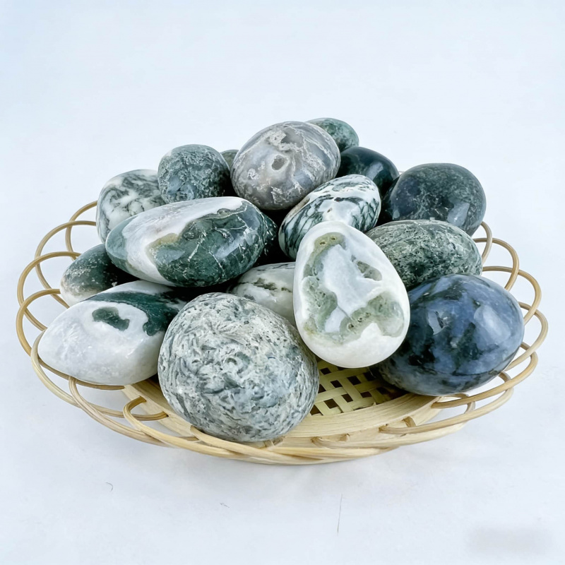 Natural Moss Agate Crushed Sto - Echeveria Succulent avis et prix
