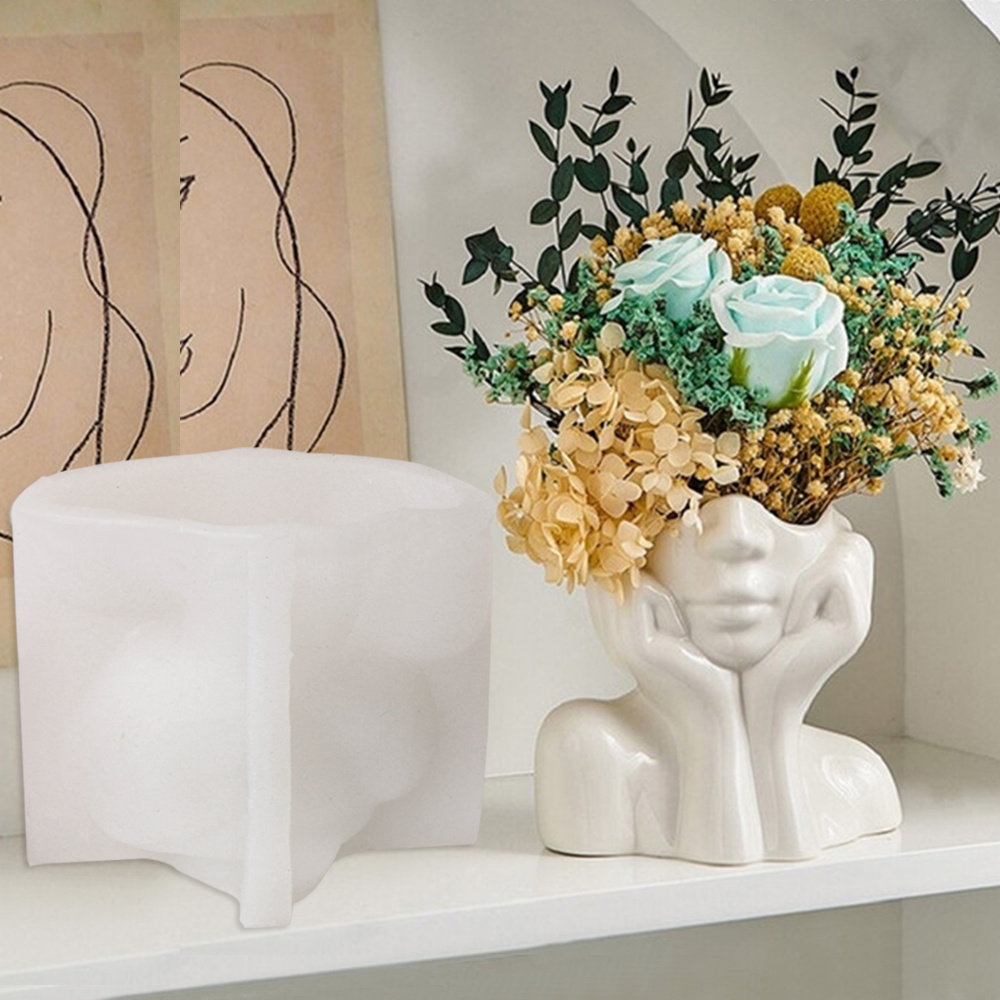 Abstract Face Planter Pot Sili - Echeveria Succulent avis et prix