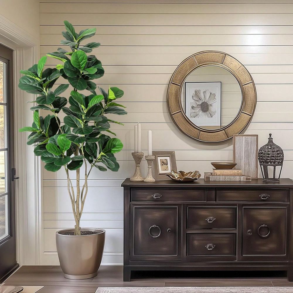 6FT Tall Artificial Fiddle Lea - Ficus Lyrata Tree avis et prix