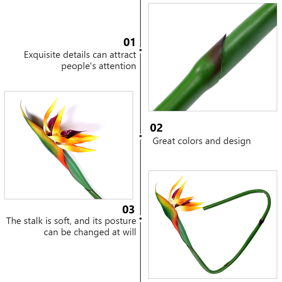 Artificial Strelitzia Flower R - Bird Paradise Strelitzia avis et prix