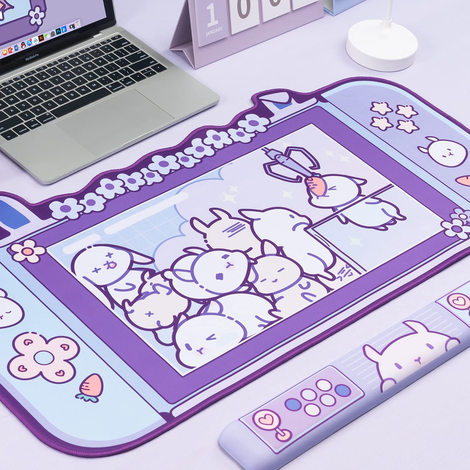 Large Kawaii Gaming Mouse Pad  - Tradescantia Purple avis et prix