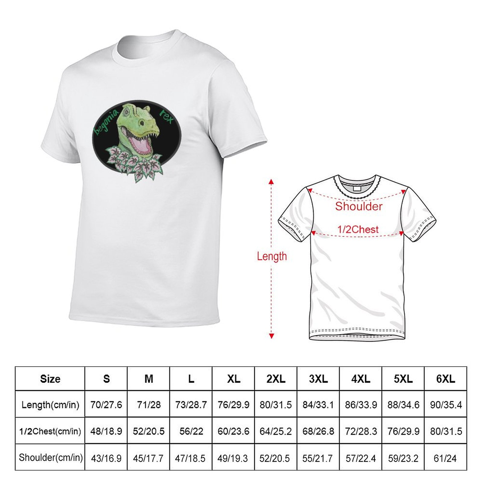T rex begonia T-Shirt cotton t - Begonia Rex avis et prix